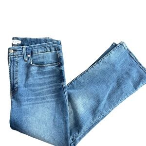 Good American Solid Blue Jeans Dark Wash Sz 16 25” inseam